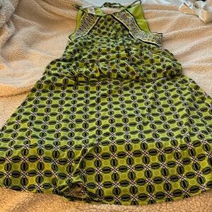 NEW Maggie London lime green navy tie back tank drop waist size 8 women’s